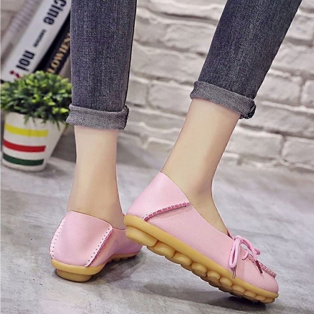 Slip on All Season Pink Moccasin Loafers - Picture 3 of 9